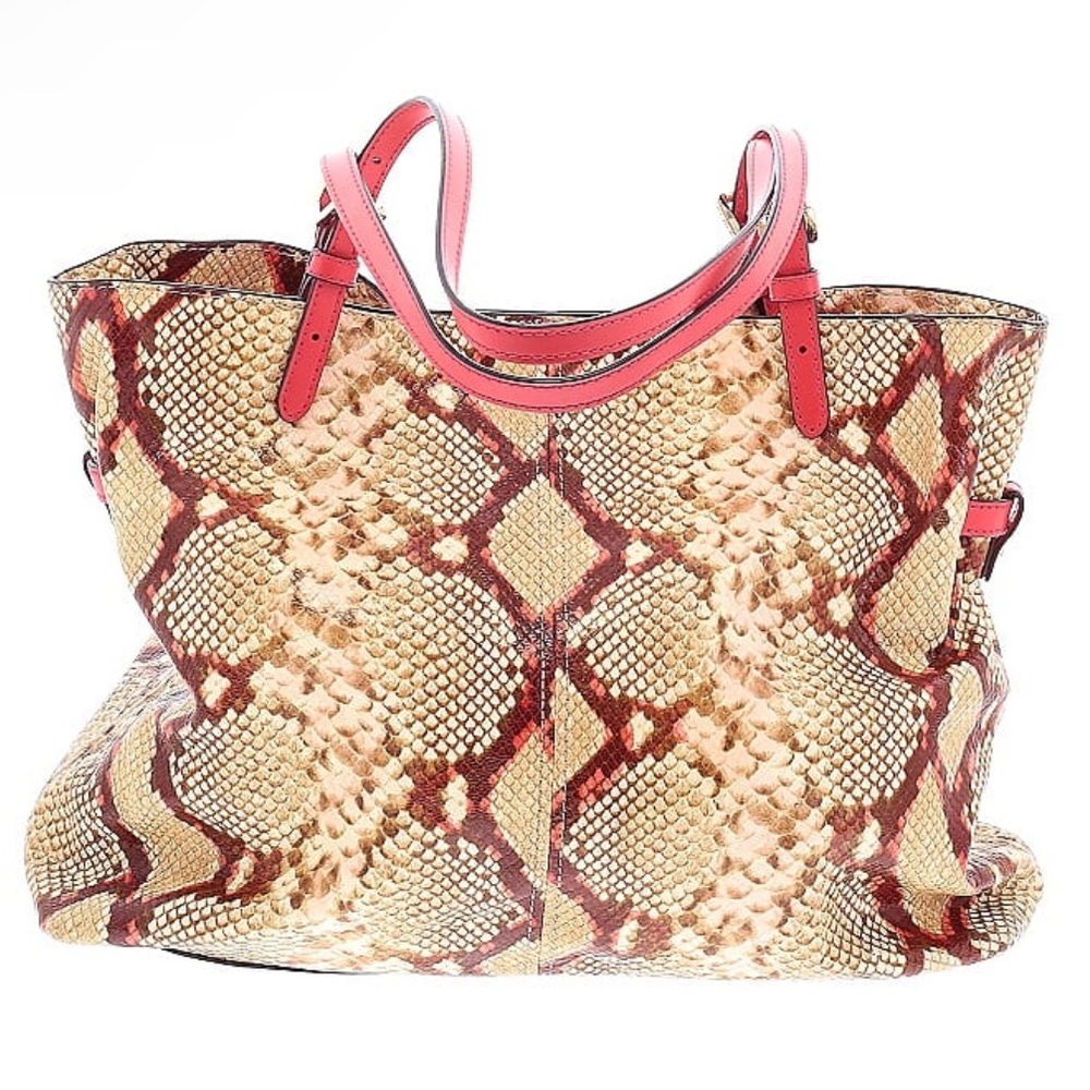 Michael Kors Brown Lenox Large Python Embossed To… - image 3
